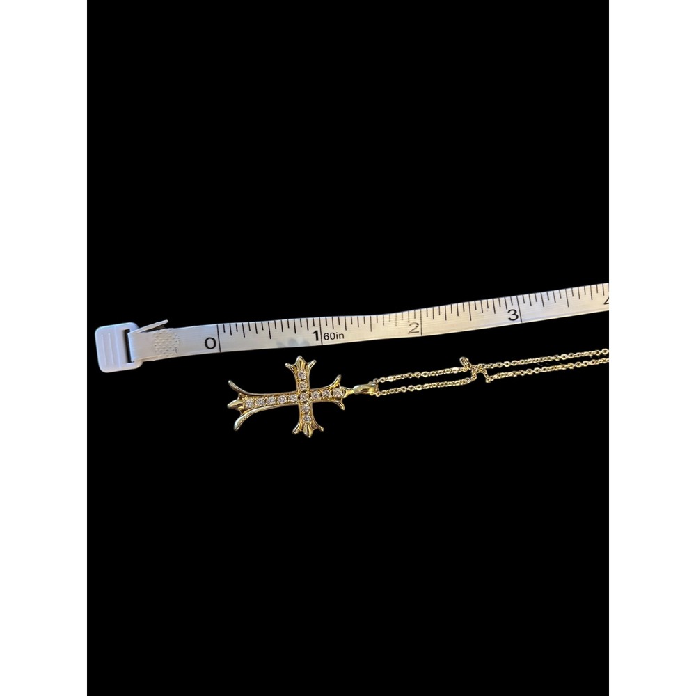 Cross-Eden by Adina Eden Gold Pavé Cross Necklace CZ NWOT 16" - Picture 5 of 6